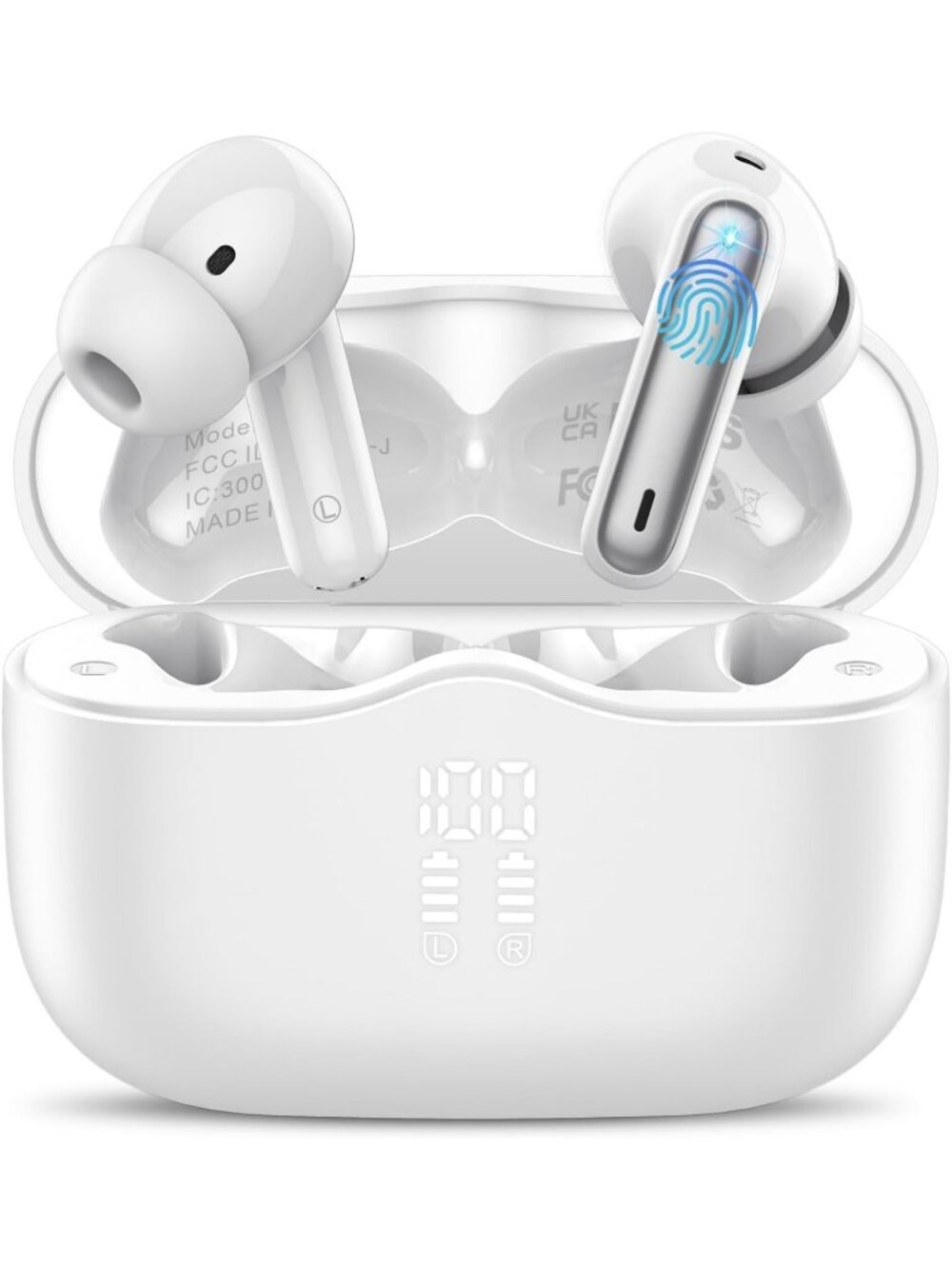 Wireless White 4 ENC Noise Cancelling Mic 40H Playtime In-Ear Bluetooth Earbud